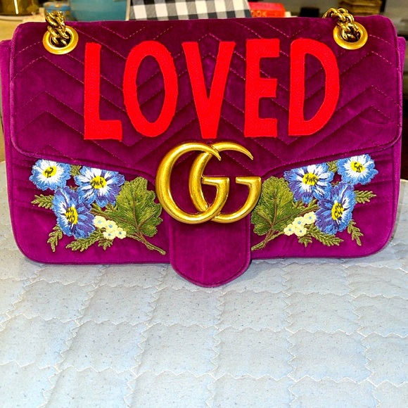 Gucci Handbags - Authentic preloved Gucci purple quilted velvet Marmont bag!